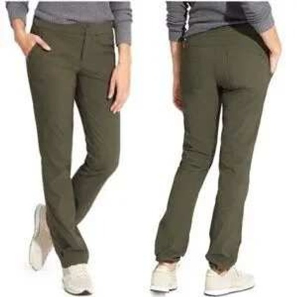 Athleta Wander Utility Stretch Stash Pants 12 Olive Green Hiking Travel 349937